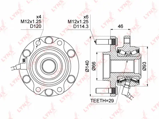 Kit de roulements de roue LYNXAUTO WH-1104