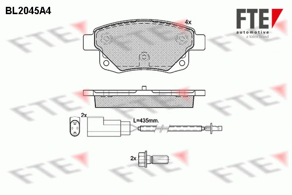 Kit de plaquettes de frein, frein à disque FTE 9010631