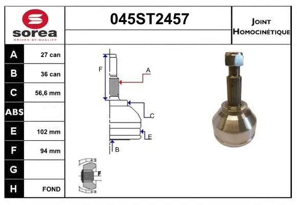 Jeu de joints, arbre de transmission STARTCAR 045ST2457