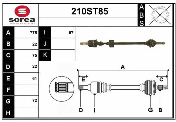Arbre de transmission STARTCAR 210ST85