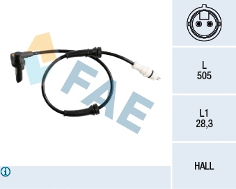 Capteur, vitesse de roue FAE 78218