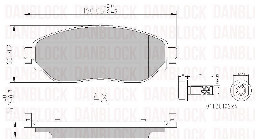 Kit de plaquettes de frein, frein à disque DANBLOCK DB 511234