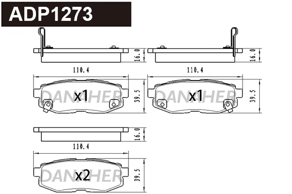 Kit de plaquettes de frein, frein à disque DANAHER ADP1273