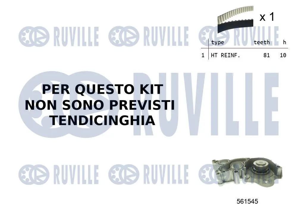 Pompe à eau + kit de courroie crantée RUVILLE 55B0041
