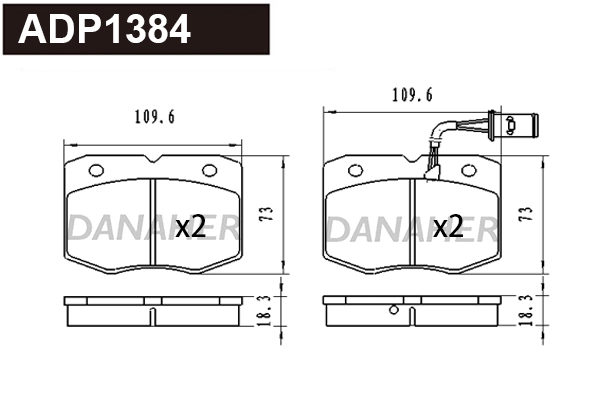 Kit de plaquettes de frein, frein à disque DANAHER ADP1384