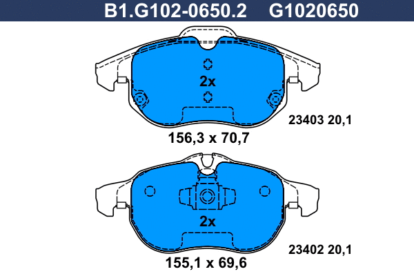 Kit de plaquettes de frein, frein à disque GALFER B1.G102-0650.2