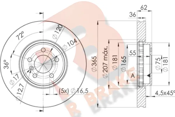 Disque de frein R BRAKE 78RBD11982