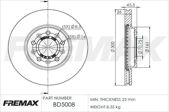 Disque de frein FREMAX BD-5008