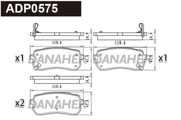Kit de plaquettes de frein, frein à disque DANAHER ADP0575