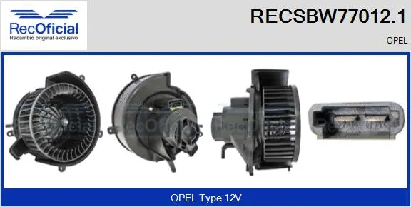 Pulseur d'air habitacle RECOFICIAL RECSBW77012.1