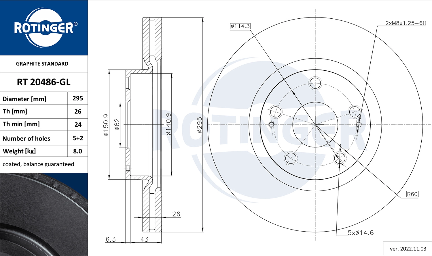 Disque de frein ROTINGER RT 20486-GL