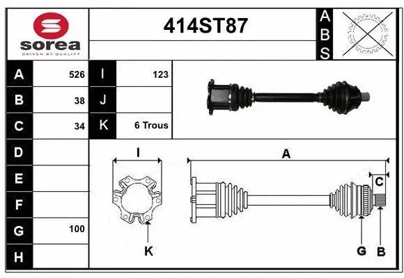 Arbre de transmission STARTCAR 414ST87