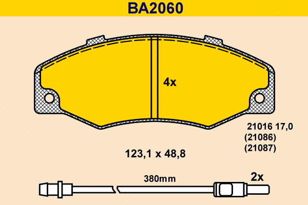 Kit de plaquettes de frein, frein à disque BARUM BA2060