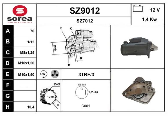 Démarreur SNRA SZ9012