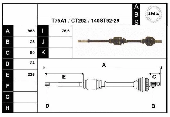 Arbre de transmission Technika 18140A1