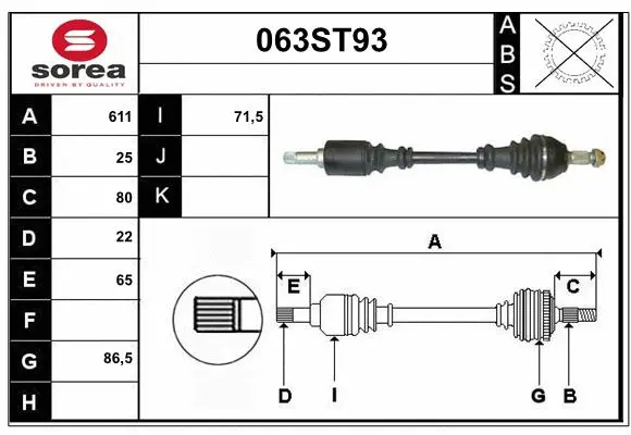 Arbre de transmission STARTCAR 063ST93