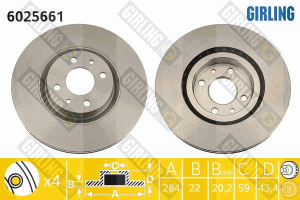 Disque de frein GIRLING 6025661