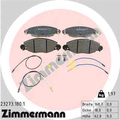 Kit de plaquettes de frein, frein à disque ZIMMERMANN 23273.180.1