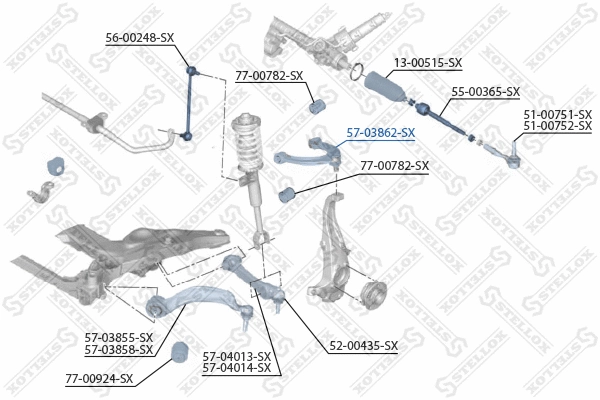 Bras de liaison, suspension de roue STELLOX 57-03862-SX