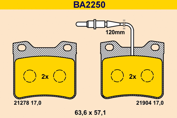 Kit de plaquettes de frein, frein à disque BARUM BA2250