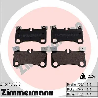 Kit de plaquettes de frein, frein à disque ZIMMERMANN 24614.165.9