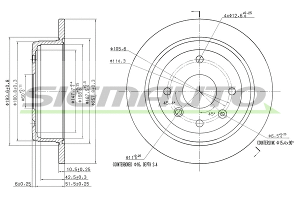 Disque de frein SIGMAUTO DBB606S