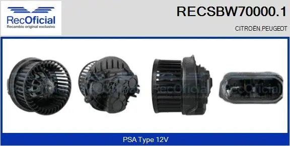Pulseur d'air habitacle RECOFICIAL RECSBW70000.1