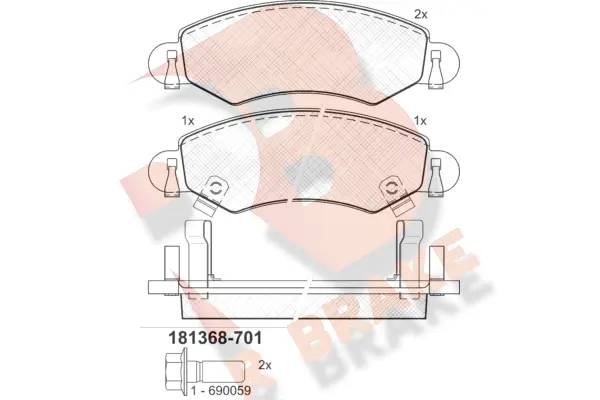 Kit de plaquettes de frein, frein à disque R BRAKE RB1368-701