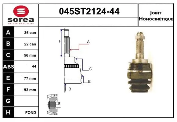 Jeu de joints, arbre de transmission STARTCAR 045ST2124-44