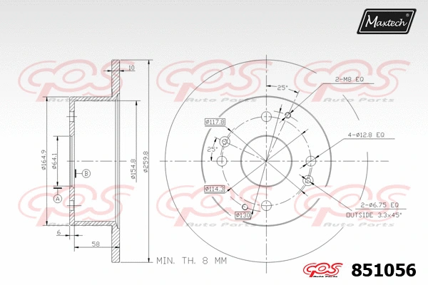 Disque de frein MAXTECH 851056