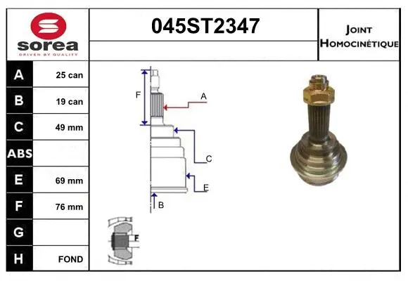Jeu de joints, arbre de transmission STARTCAR 045ST2347