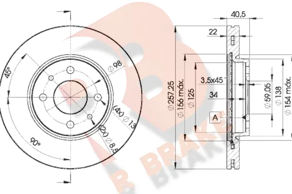 Disque de frein R BRAKE 78RBD21650