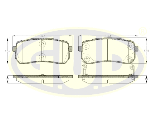 Kit de plaquettes de frein, frein à disque G.U.D. GBP128802