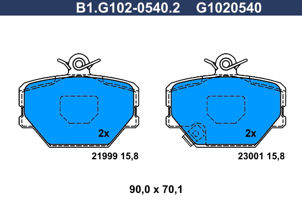 Kit de plaquettes de frein, frein à disque GALFER B1.G102-0540.2