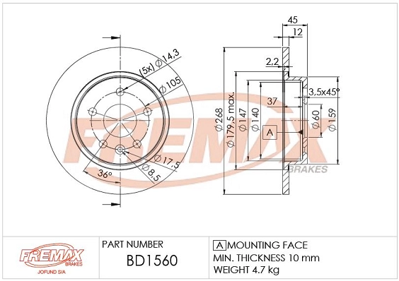 Disque de frein FREMAX BD-1560