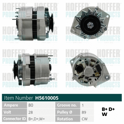 Alternateur HOFFER H5610005