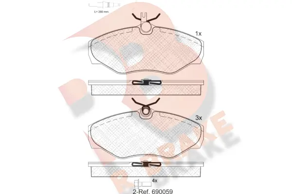 Kit de plaquettes de frein, frein à disque R BRAKE RB1315-203