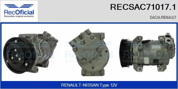 Compresseur, climatisation RECOFICIAL RECSAC71017.1