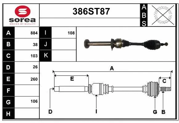 Arbre de transmission STARTCAR 386ST87