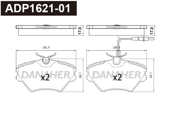 Kit de plaquettes de frein, frein à disque DANAHER ADP1621-01