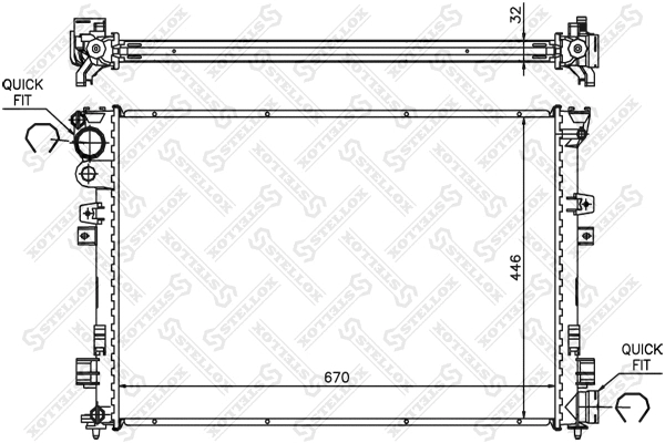 Radiateur, refroidissement du moteur STELLOX 10-25212-SX