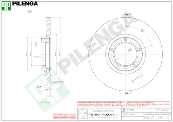 Disque de frein PILENGA 5274
