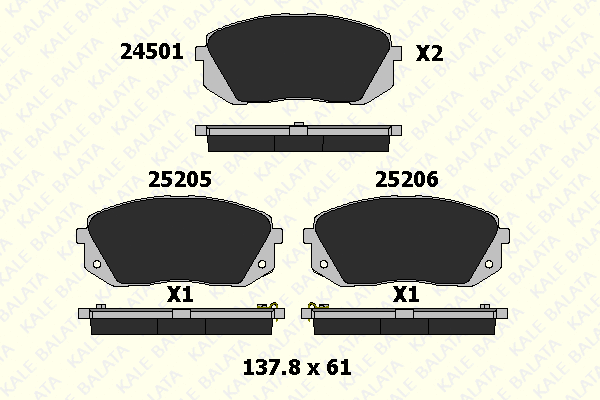 Kit de plaquettes de frein, frein à disque KALE 25205 175 05