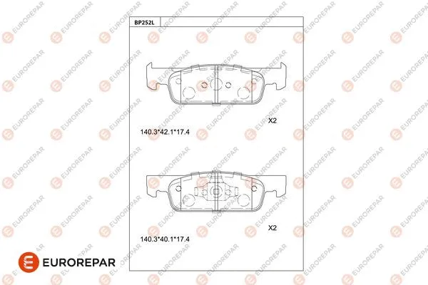 Kit de plaquettes de frein, frein à disque EUROREPAR 1681255080