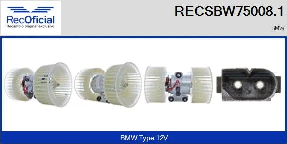 Pulseur d'air habitacle RECOFICIAL RECSBW75008.1
