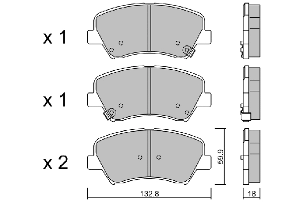 Kit de plaquettes de frein, frein à disque AISIN BPHY-1006