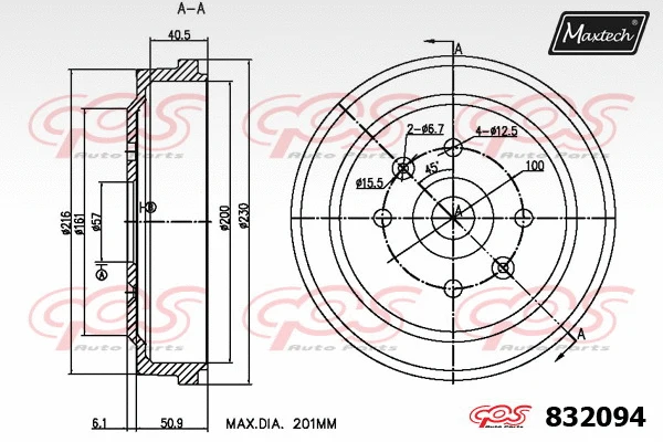 Tambour de frein MAXTECH 832094