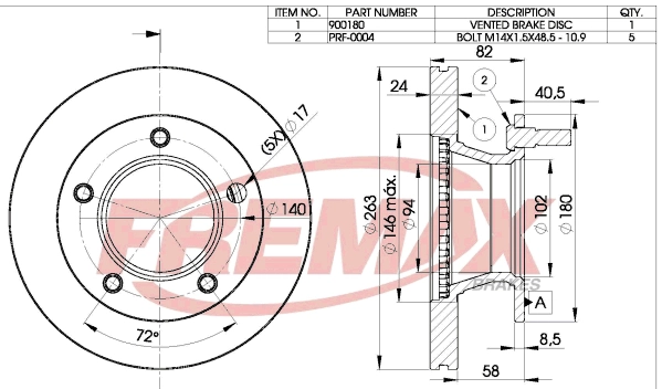 Disque de frein FREMAX BD-0180