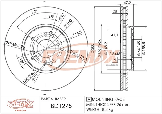 Disque de frein FREMAX BD-1275