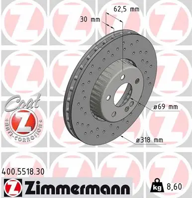 Disque de frein ZIMMERMANN 400.5518.30
